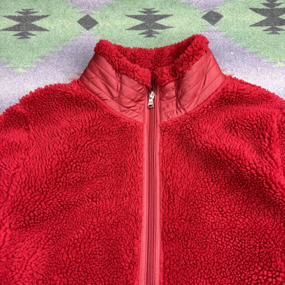Lauren Ralph Lauren Active Fleece‎ Jacket Women's Large Red Deep Pile Full Zip - Picture 7 of 13